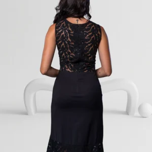 Alternative view of Evening Dress Sleeveless with Lace Detail Color Black