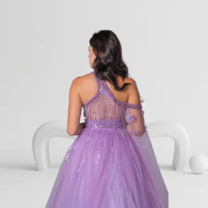 Alternative view of Evening Dress One Shoulder with Sequin Details Color Lavender