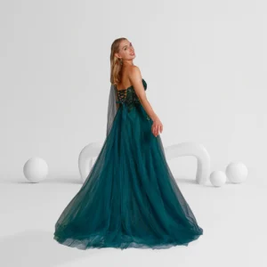 Alternative view of Evening Dress One Shoulder with Feather Detail Color Burgundy